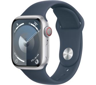 Smartwatch Apple Watch Series 9 GPS + Cellular koperta 41mm z aluminium Srebrny pasek sportowy Niebieski S/M