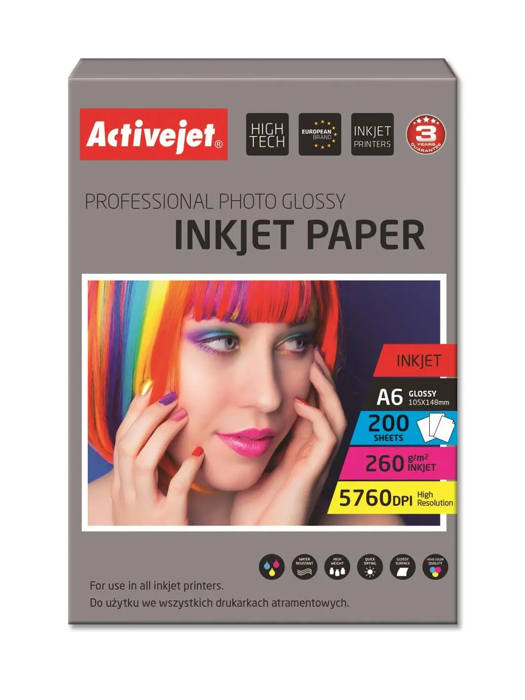 Papier fotograficzny ActiveJet AP6-260GR200 200 Arkuszy