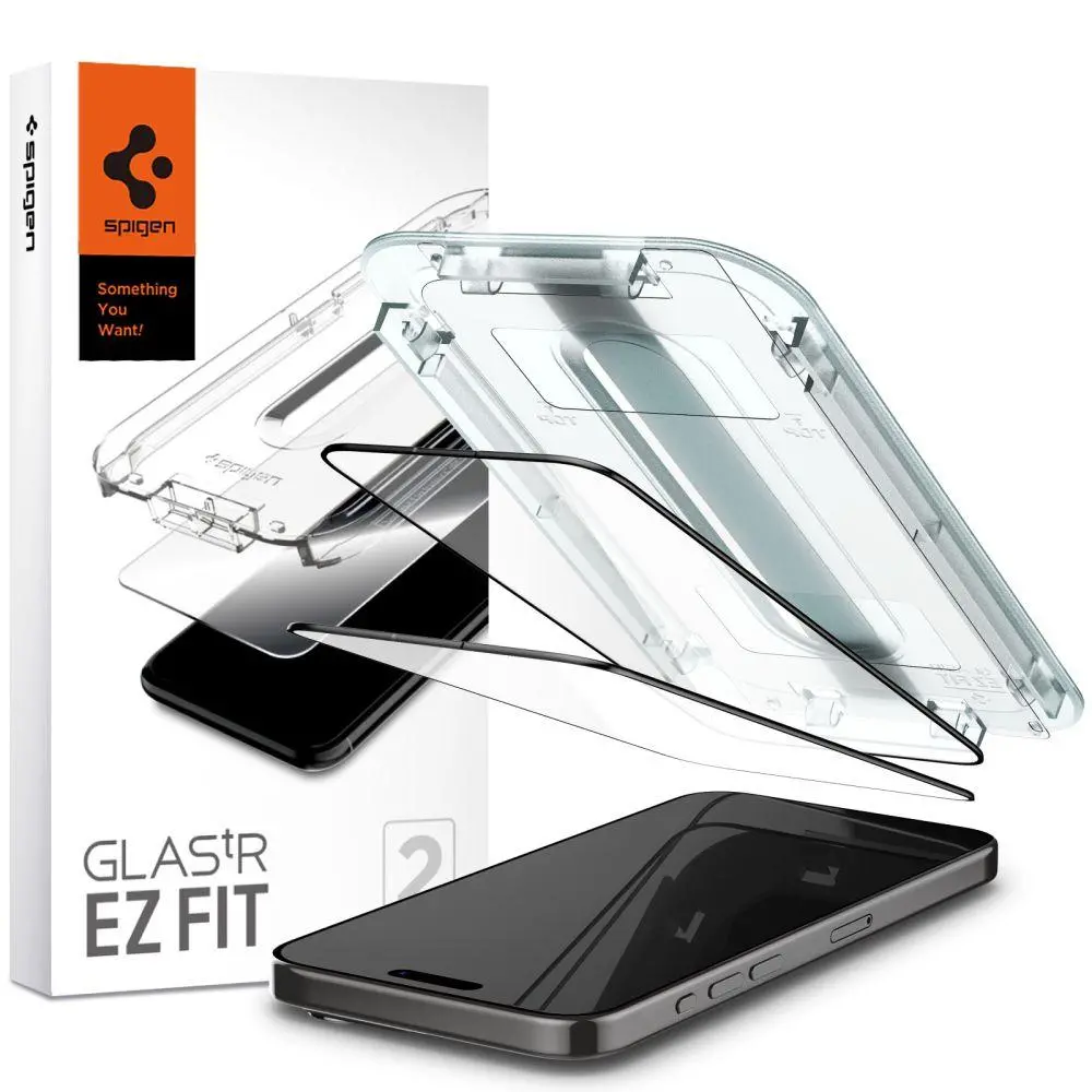 Szkło hartowane Spigen z aplikatorem Glas.tR EZ Fit FC do iPhone 15 Pro - 2 pack