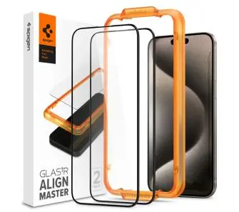 Szkło hartowane Spigen z aplikatorem Glas.tR AlignMaster FC do iPhone 15 Pro - 2 pack