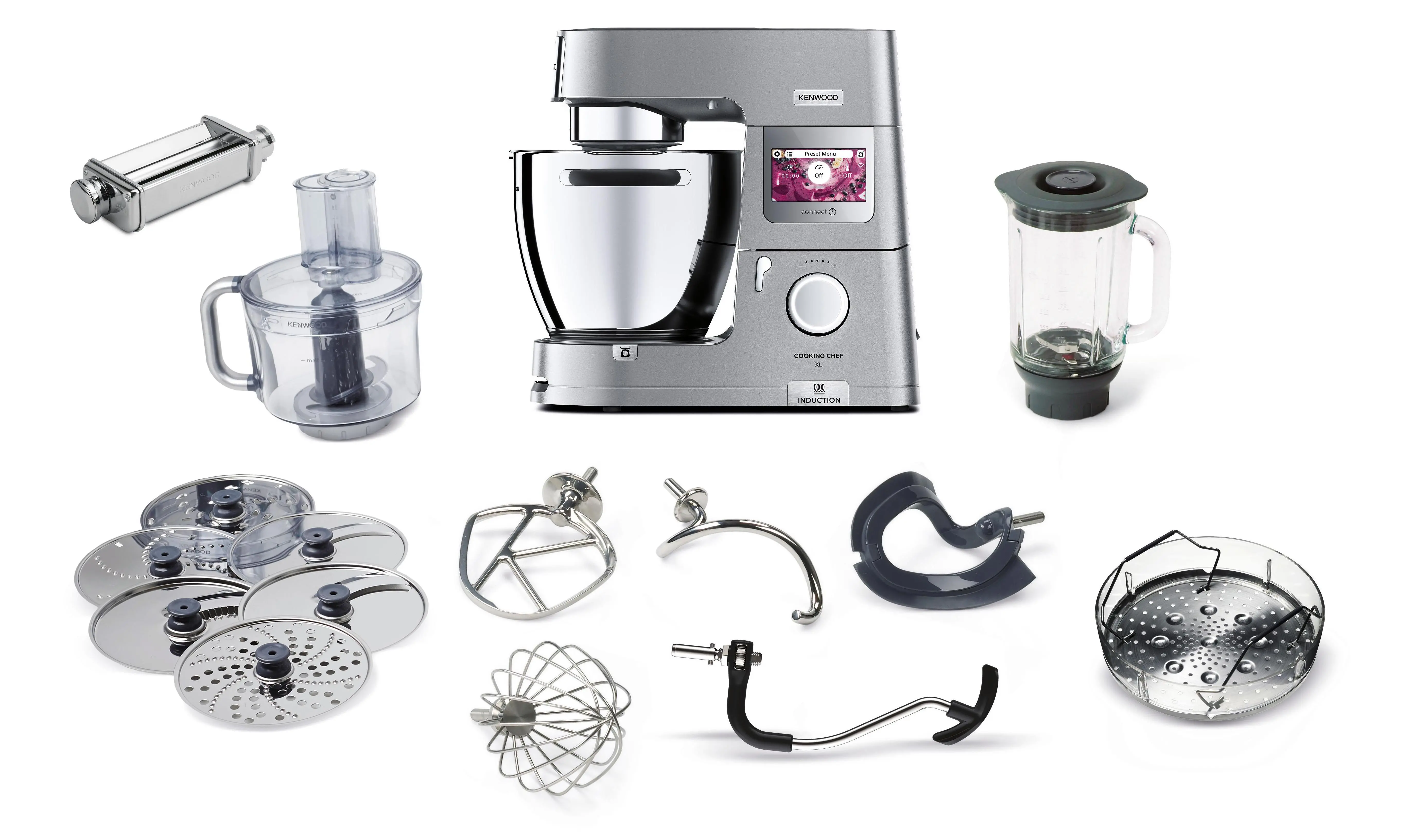 Robot planetarny Kenwood Cooking Chef XL KCL95.424SI 1500W Rozdrabniacz Przystawka do makaronu Blender kielichowy