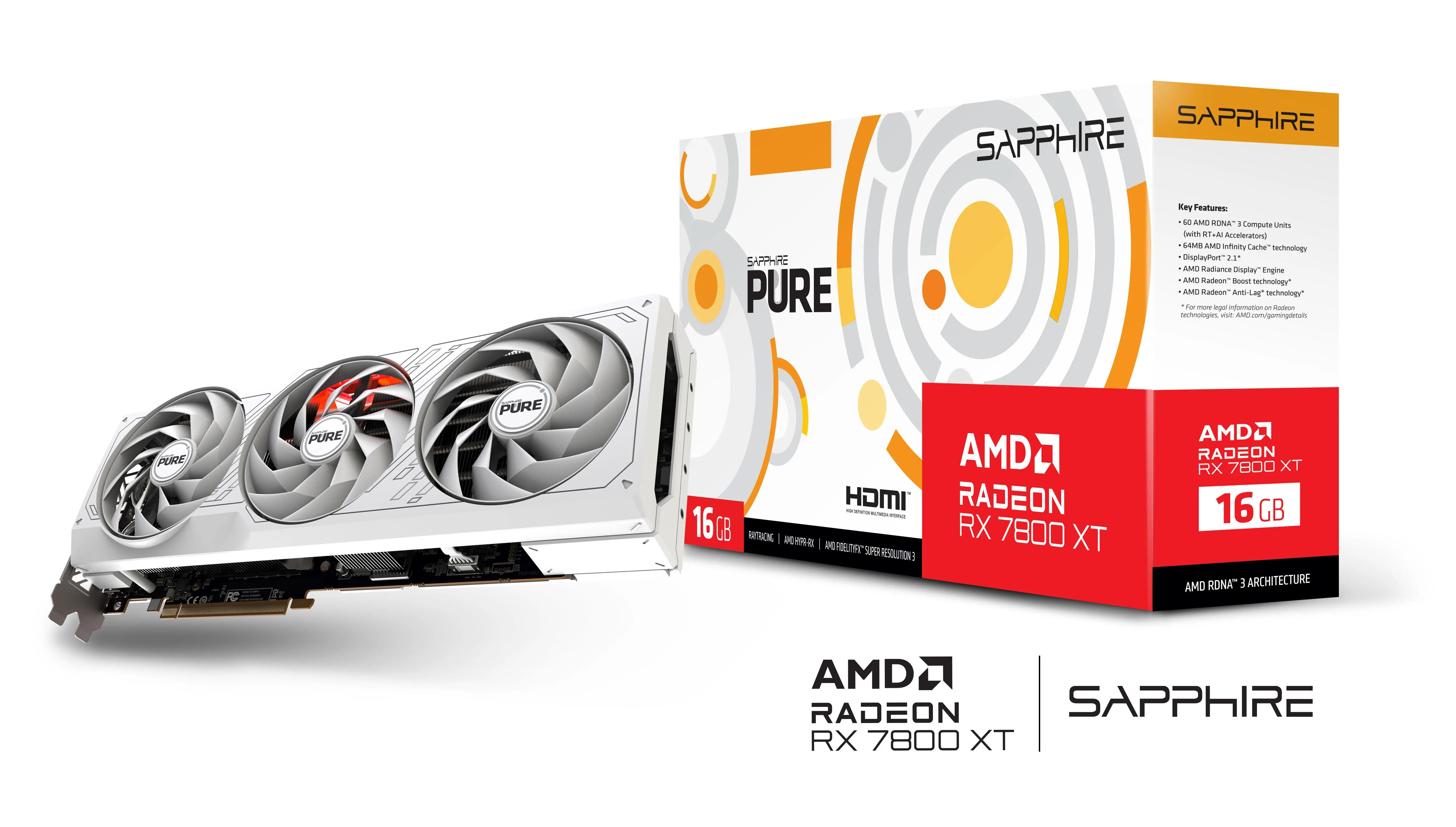 Karta graficzna Sapphire technology PURE Radeon RX 7800 XT 16GB GDDR6 256bit FSR