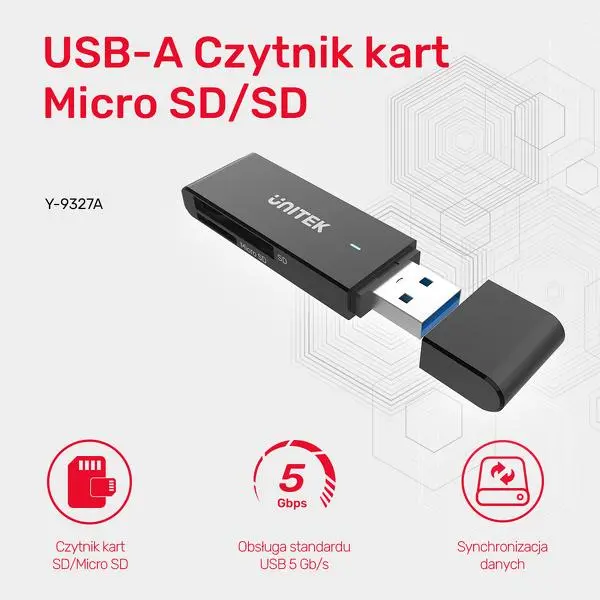 Czytnik kart Unitek SD I MicroSD USB-A 5 Gbps Czarny