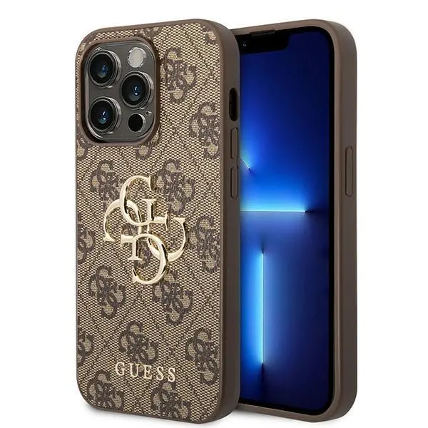 Guess 4G Big Metal Logo GUHCP15L4GMGBR do iPhone 15 Pro Brązowy