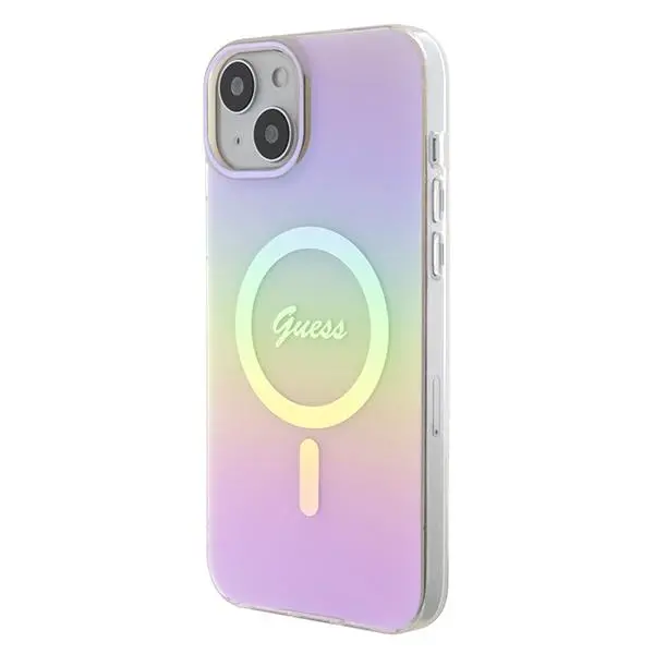 Etui Guess IML Iridescent MagSafe GUHMP15SHITSP do iPhone 15 Różowy