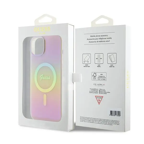 Etui Guess IML Iridescent MagSafe GUHMP15SHITSP do iPhone 15 Różowy