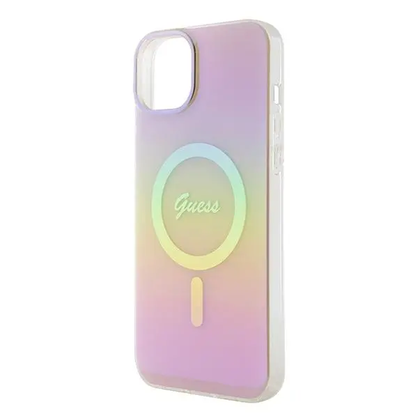 Etui Guess IML Iridescent MagSafe GUHMP15SHITSP do iPhone 15 Różowy