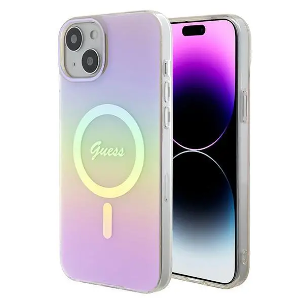 Etui Guess IML Iridescent MagSafe GUHMP15SHITSP do iPhone 15 Różowy