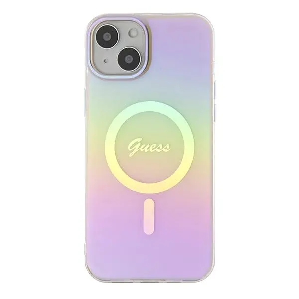 Etui Guess IML Iridescent MagSafe GUHMP15SHITSP do iPhone 15 Różowy