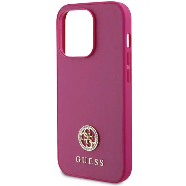 Etui Guess Strass Metal Logo GUHCP15LPS4DGPP do iPhone 15 Pro Różowy