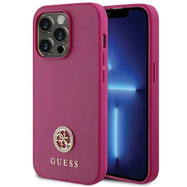 Etui Guess Strass Metal Logo GUHCP15LPS4DGPP do iPhone 15 Pro Różowy