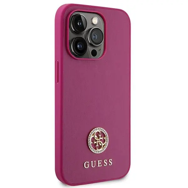 Etui Guess Strass Metal Logo GUHCP15LPS4DGPP do iPhone 15 Pro Różowy