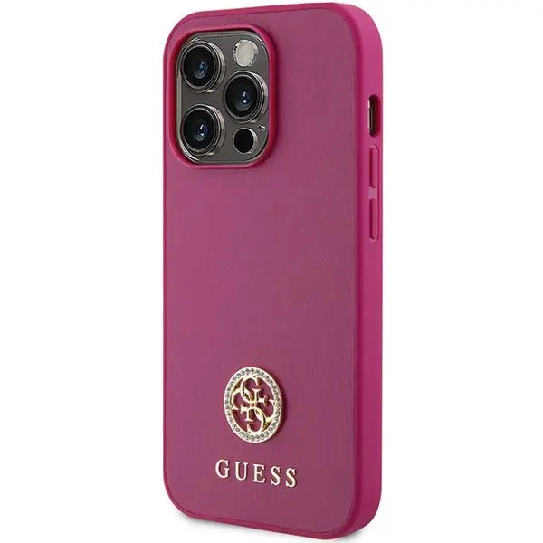Etui Guess Strass Metal Logo GUHCP15LPS4DGPP do iPhone 15 Pro Różowy