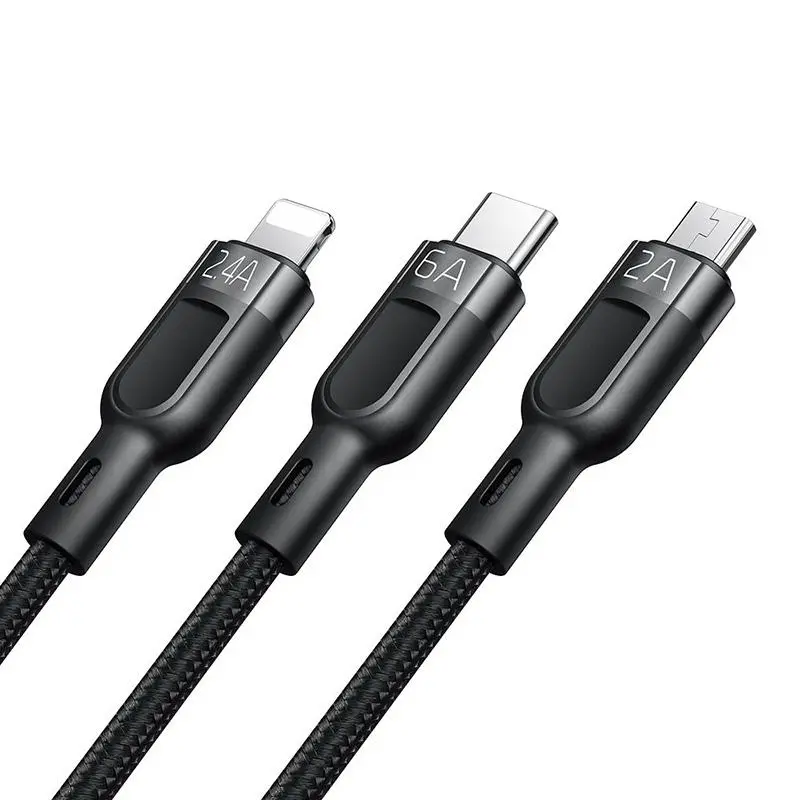 Kabel Mcdodo 3w1 USB do USB-C Lightning microUSB CA-0930 6A 1,2m Czarny