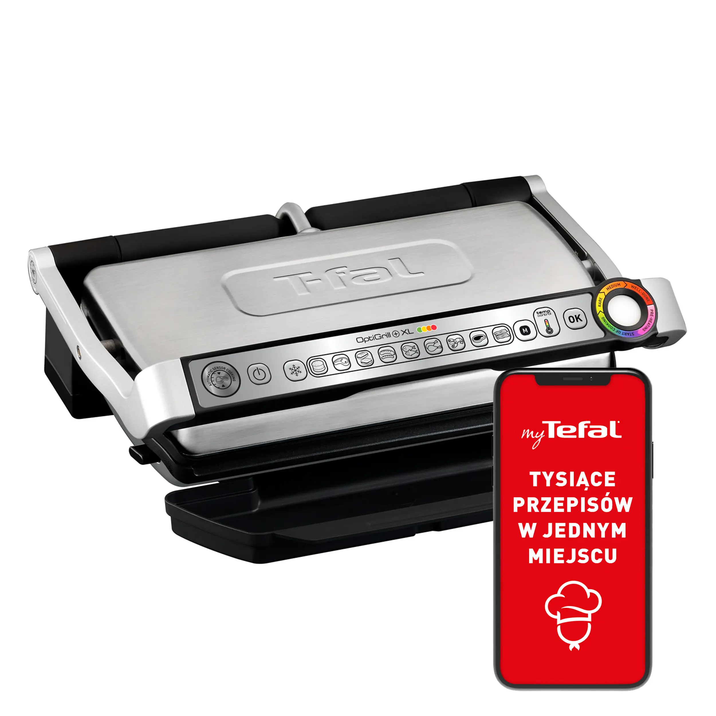 Grill elektryczny Tefal OptiGrill + XL GC722D 800cm2 Programy automatyczne