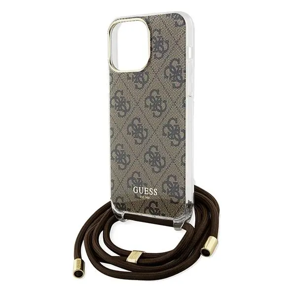 Etui Guess Crossbody Cord 4G Print GUHCP15XHC4SEW do iPhone 15 Pro Max Brązowy