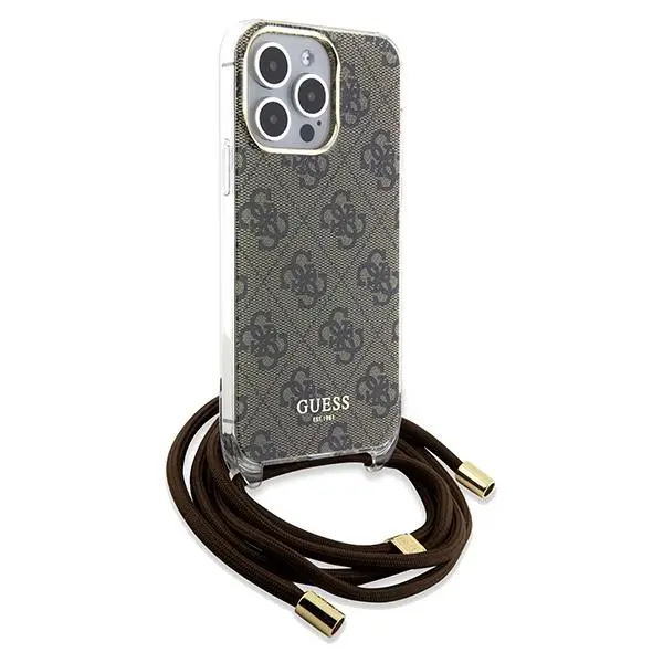 Etui Guess Crossbody Cord 4G Print GUHCP15XHC4SEW do iPhone 15 Pro Max Brązowy