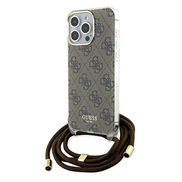Etui Guess Crossbody Cord 4G Print GUHCP15XHC4SEW do iPhone 15 Pro Max Brązowy