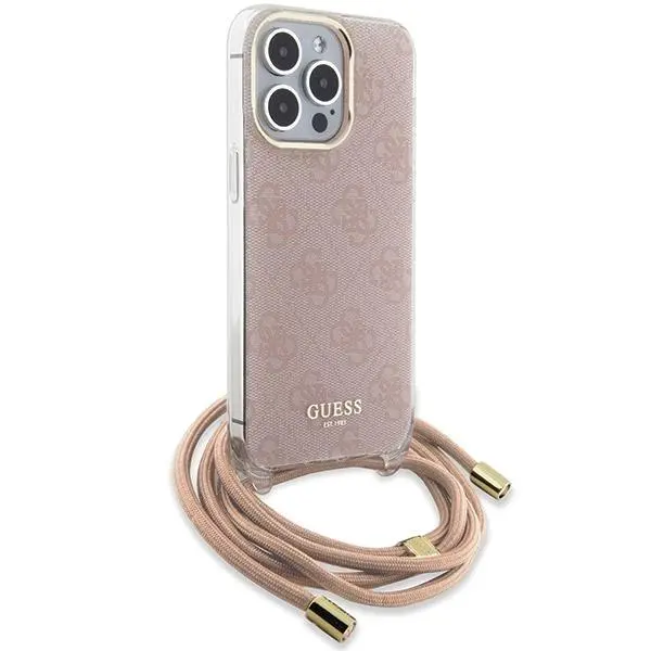 Etui Guess Crossbody Cord 4G Print GUHCP15LHC4SEP do iPhone 15 Pro Różowy