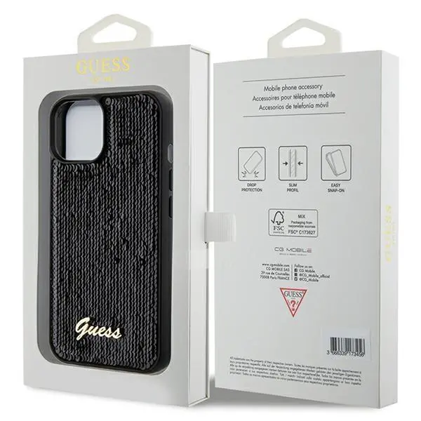 Etui Guess Sequin Script Metal GUHCP14SPSFDGSK do iPhone 14/15/13 Czarny