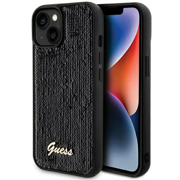 Etui Guess Sequin Script Metal GUHCP14SPSFDGSK do iPhone 14/15/13 Czarny