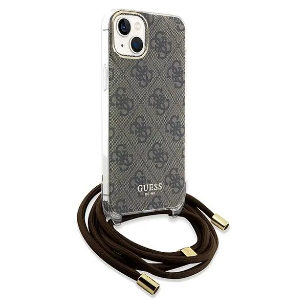 Etui Guess Crossbody Cord 4G Print GUHCP15SHC4SEW do iPhone 15/14/13 Brązowy