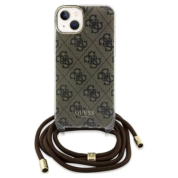 Etui Guess Crossbody Cord 4G Print GUHCP15SHC4SEW do iPhone 15/14/13 Brązowy