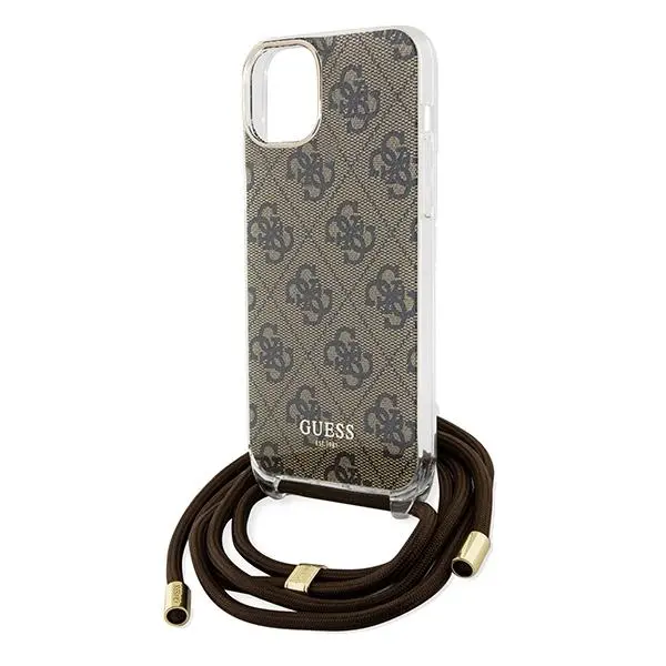 Etui Guess Crossbody Cord 4G Print GUHCP15SHC4SEW do iPhone 15/14/13 Brązowy