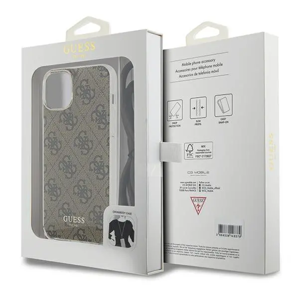 Etui Guess Crossbody Cord 4G Print GUHCP15SHC4SEW do iPhone 15/14/13 Brązowy