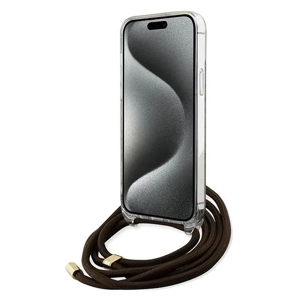 Etui Guess Crossbody Cord 4G Print GUHCP15SHC4SEW do iPhone 15/14/13 Brązowy