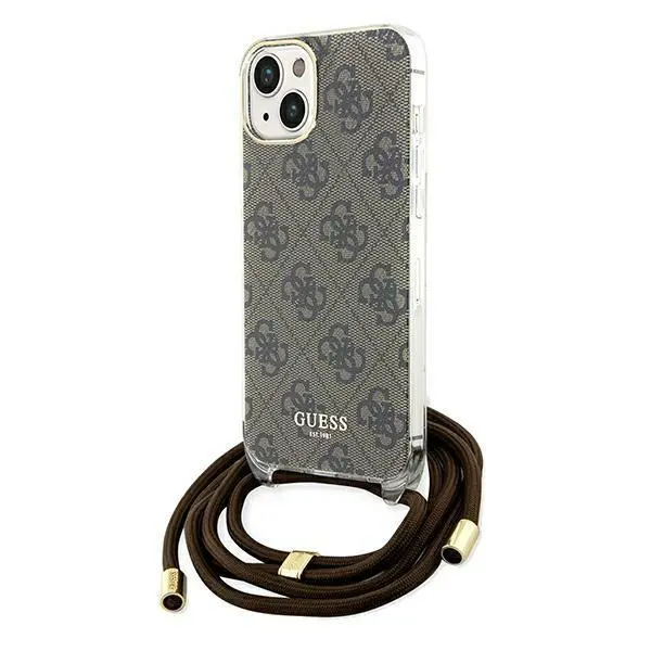 Etui Guess Crossbody Cord 4G Print GUHCP15SHC4SEW do iPhone 15/14/13 Brązowy