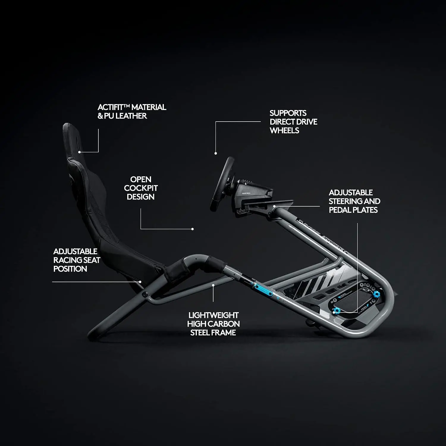 Fotel Playseat® Trophy Logitech G Edition Wyścigowy do 163kg Tkanina Skóra ECO Szary