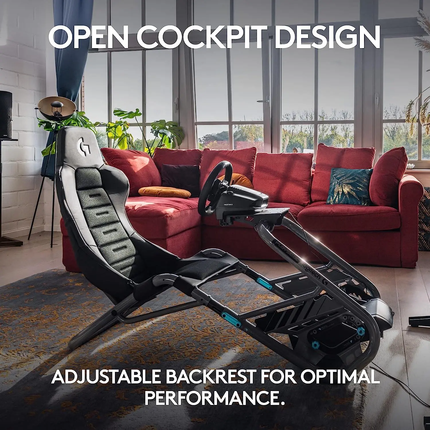 Fotel Playseat® Trophy Logitech G Edition Wyścigowy do 163kg Tkanina Skóra ECO Szary
