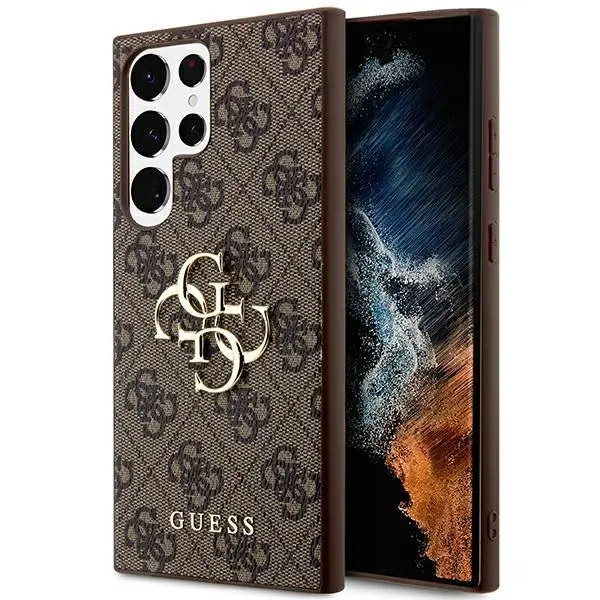 Guess 4G Big Metal Logo GUHCS24L4GMGBR do Samsung Galaxy S24 Ultra Brązowy