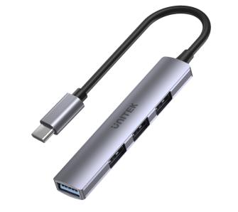 Hub USB Unitek H1208B USB-C 1xUSB-A 5 Gbps, 3xUSB-A 2.0 Szary