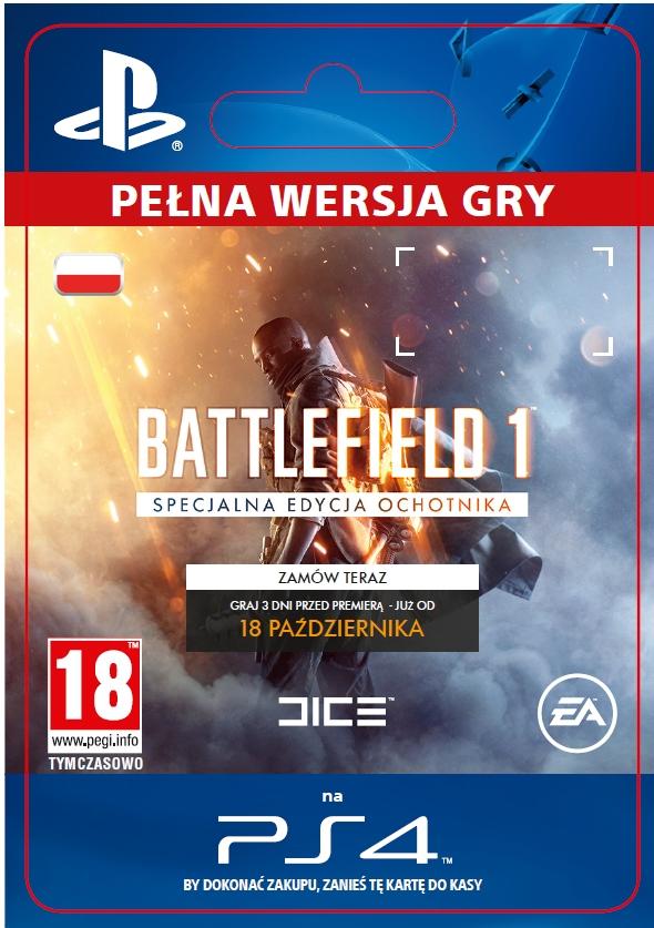Battlefield 1 Specjalna Edycja Ochotnika [kod aktywacyjny] PS4 / PS5