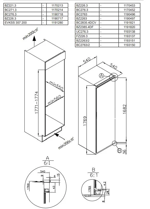 Lodówka Amica BC2835.4DCV(E) 177cm