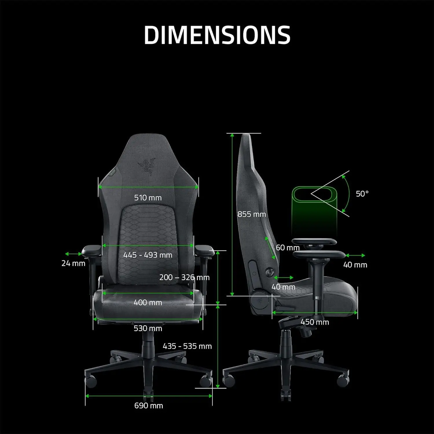 Fotel Razer Iskur V2 Fabric Gamingowy do 136kg Tkanina Ciemnoszary