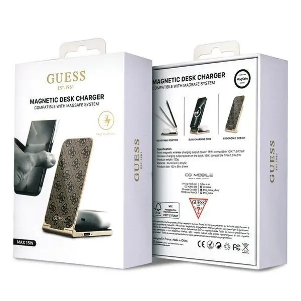 Ładowarka indukcyjna Guess 2w1 15W 4G Pattern MagSafe Brązowy