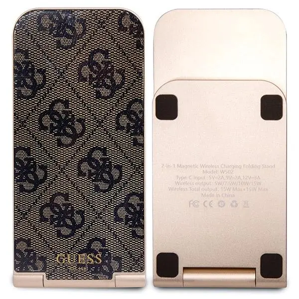 Ładowarka indukcyjna Guess 2w1 15W 4G Pattern MagSafe Brązowy