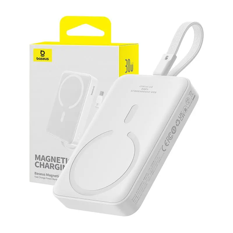 Powerbank Baseus P1002210B223-00 Magnetic Mini 10000mAh 30W MagSafe z kablem USB-C Biały