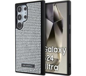 Etui Karl Lagerfeld Rhinestone Logo Metal Plate do Samsung Galaxy S24 Ultra Srebrny