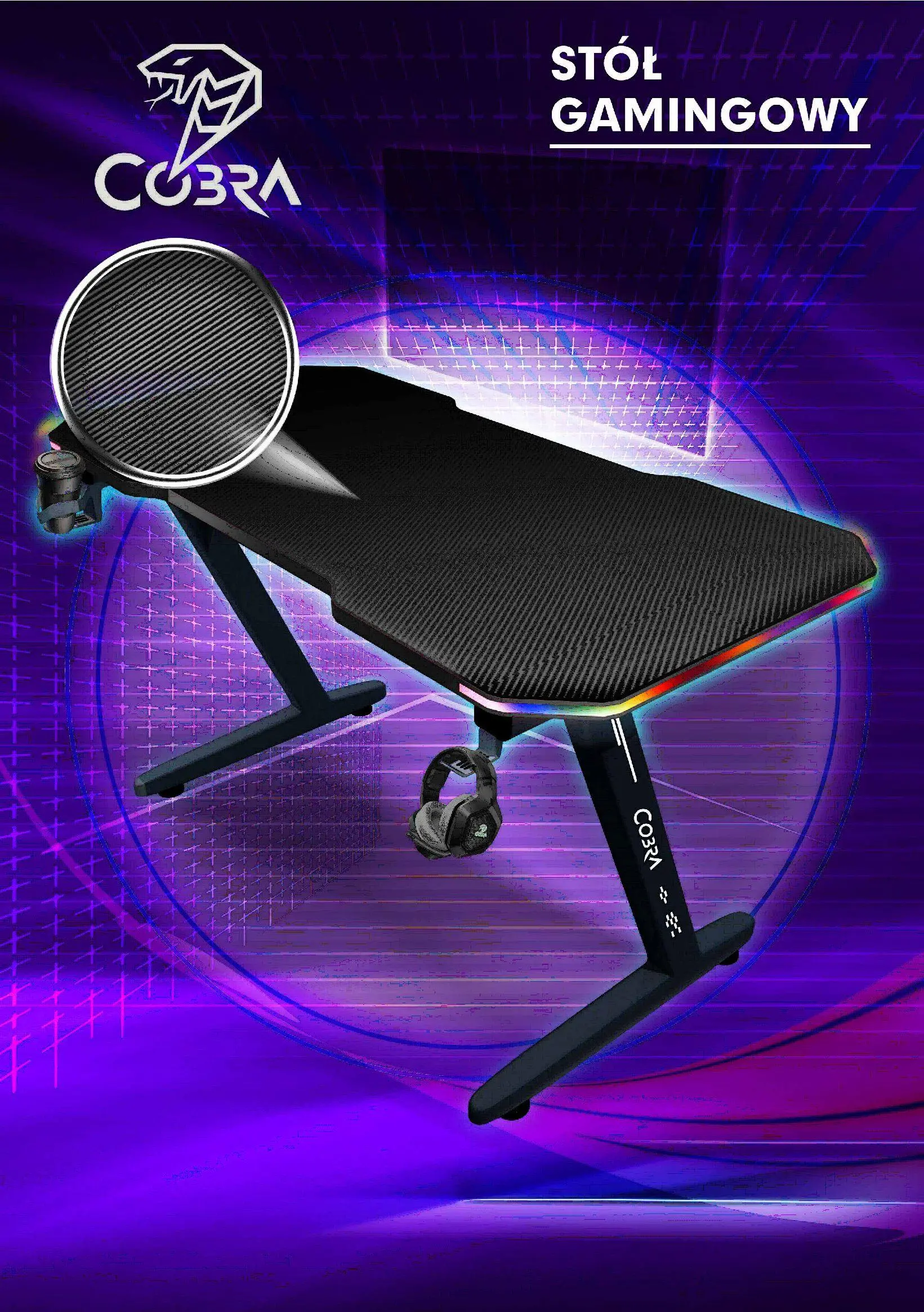 Biurko Cobra CRF4576RGB 120cm Czarny