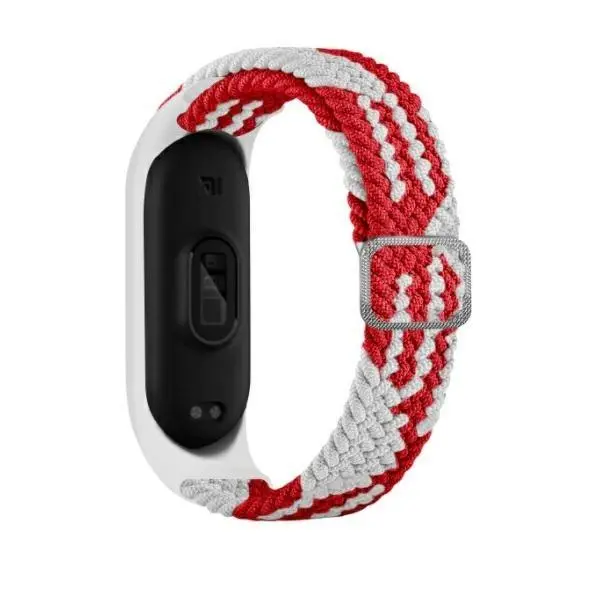 Pasek Beline do Mi Band 7/6/5 Textile Czerwony-biały