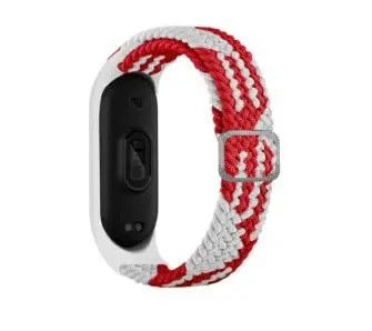 Pasek Beline do Mi Band 7/6/5 Textile Czerwony-biały