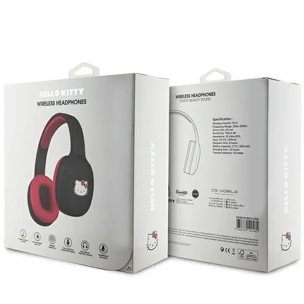 Słuchawki bezprzewodowe Hello Kitty HKBHA1BKHLMK Metal Logo Oval Shape Nauszne Bluetooth 5,3 Czarny