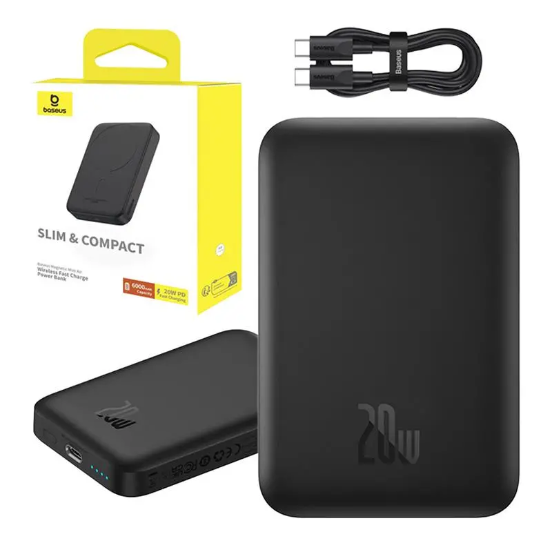 Powerbank Baseus P10059002113-00 Magnetic Mini Air 6000mAh 20W Czarny