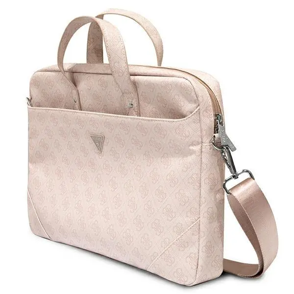 Torba na laptopa Guess Saffiano 4G Hot Stamp Triangle Logo GUCB15P4TP 16" Różowy
