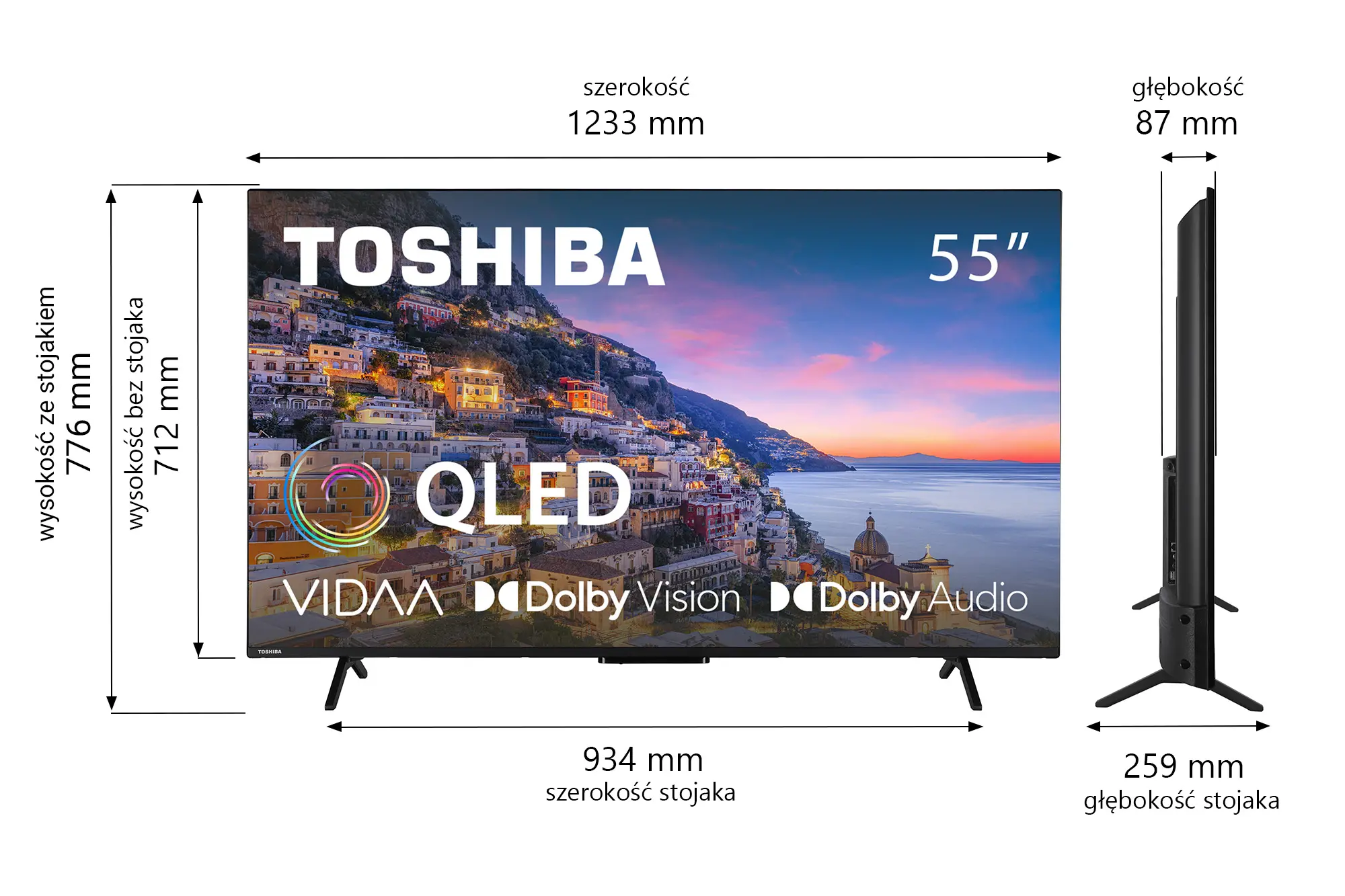 Telewizor Toshiba 55QV2463DG 55" QLED 4K Smart TV VIDAA Dolby Vision DVB-T2