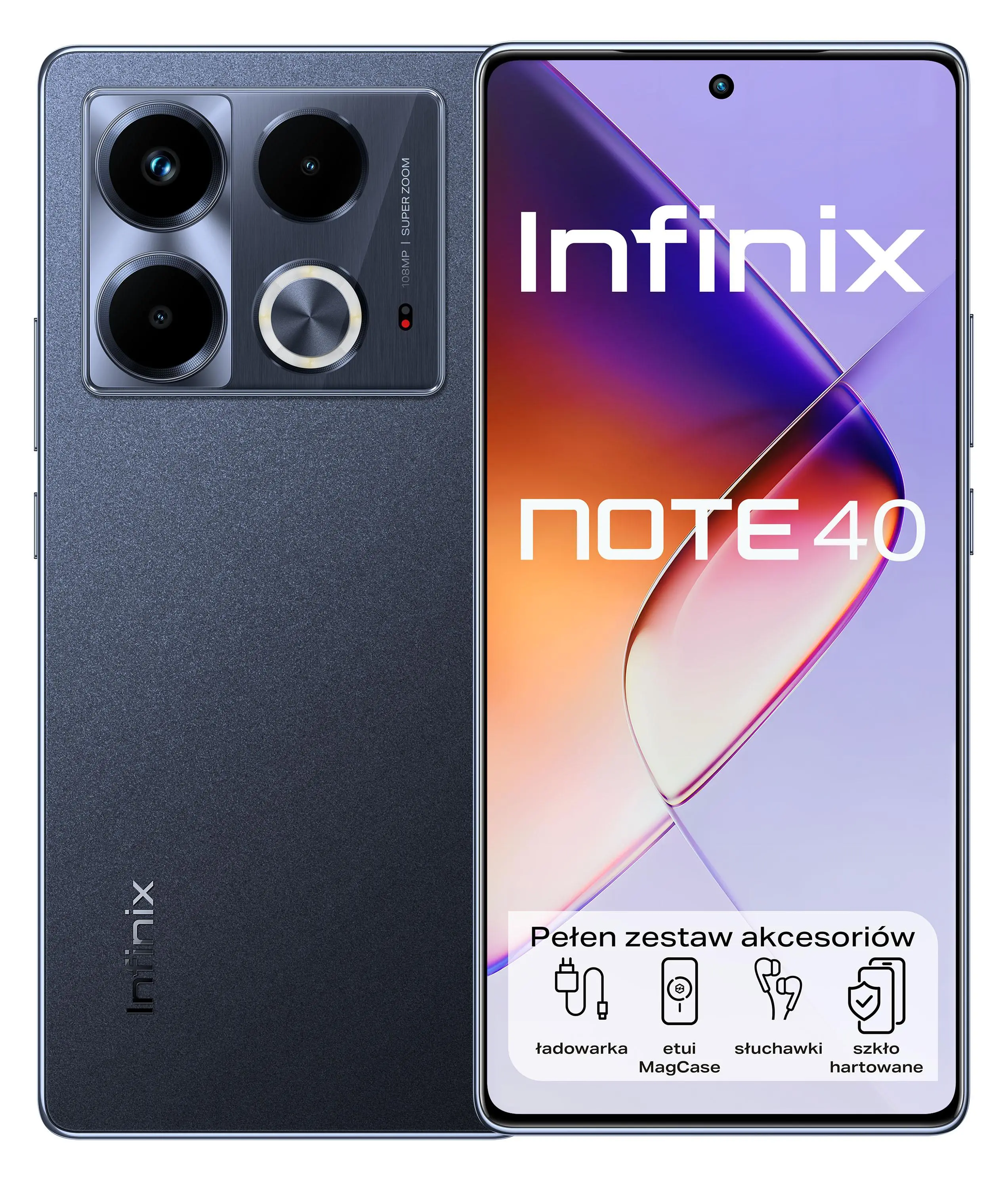 Smartfon Infinix Note 40 8/256GB 6,78" 120Hz 108Mpix Obsidian Black